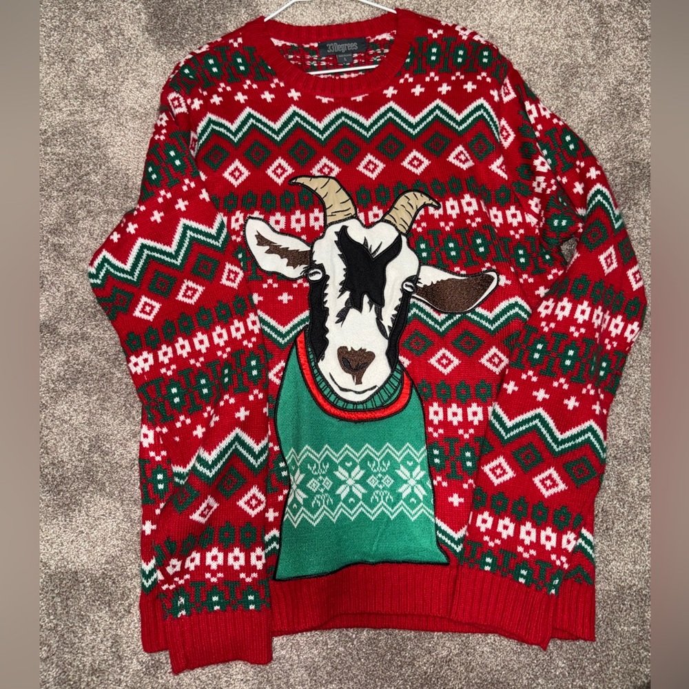 33 Degrees YOU'RE THE GOAT Ugly Christmas Sweater